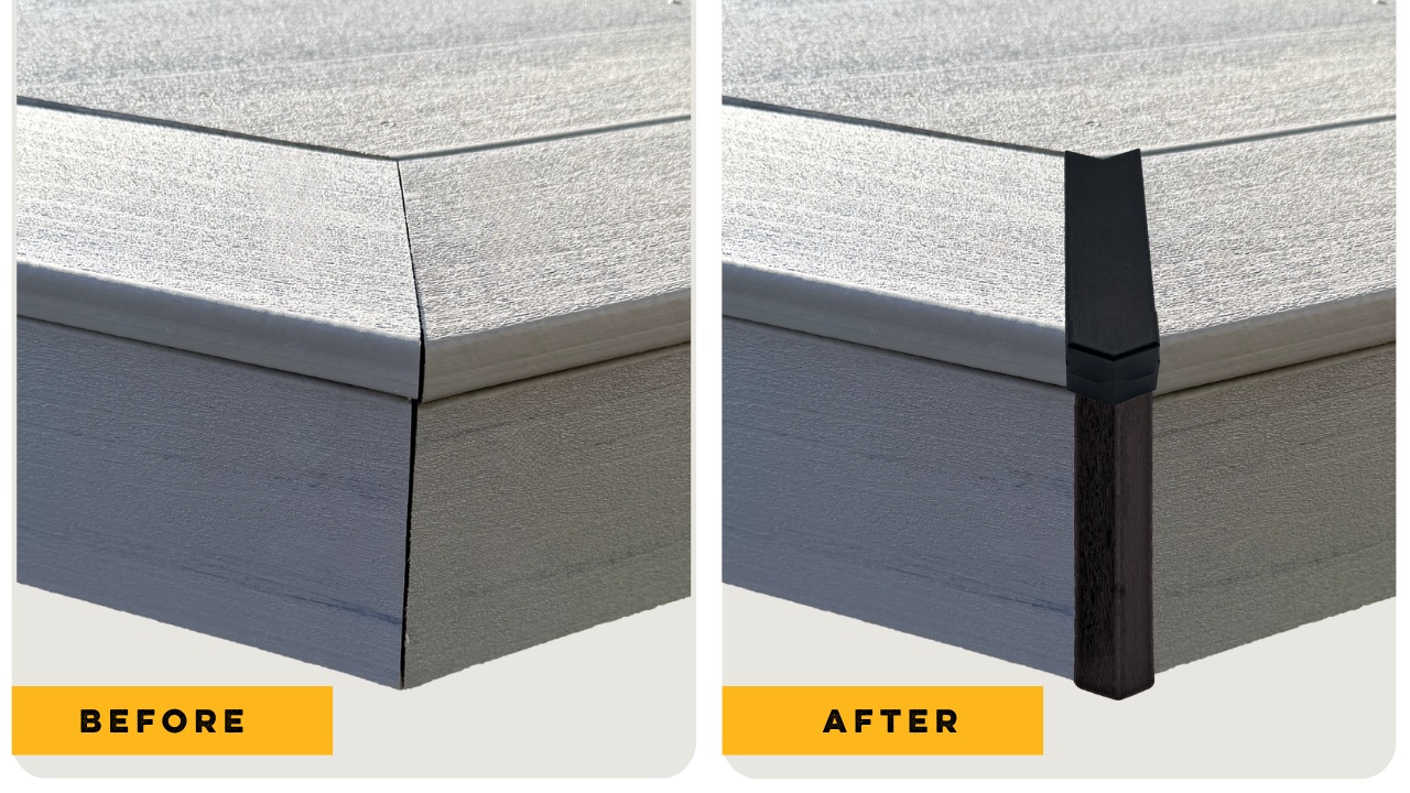 Deck corner before and after GAPCAP